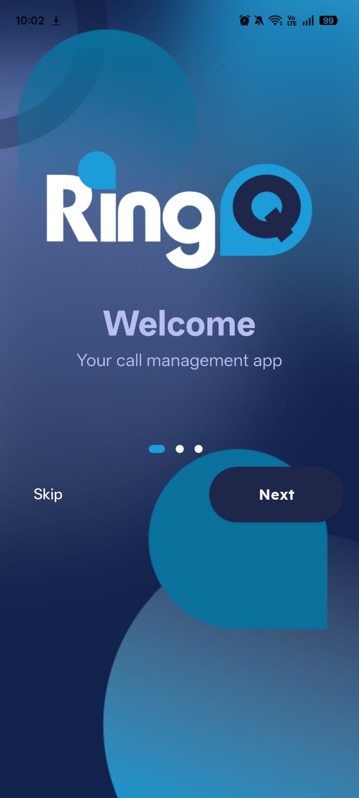 RingQ App Welcome screen
